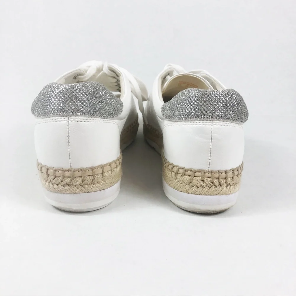 Aldo Espadrille Jute Lace Up Sneaker | White Silver | Size 10 - Picture 3 of 9